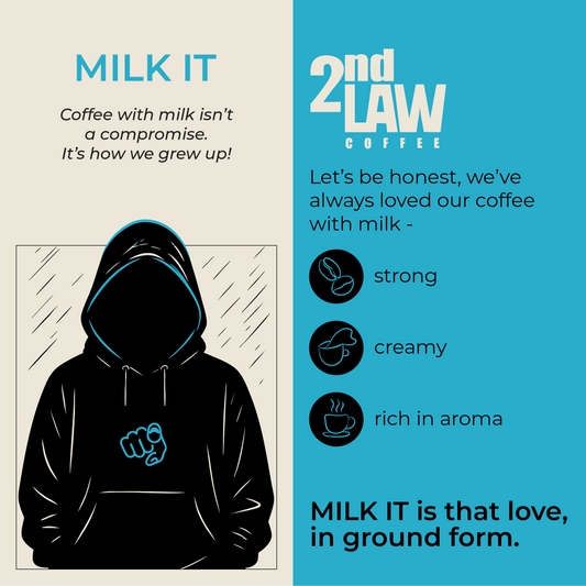 2nd Law Milk It Hot Brew Coffee | Enjoy Black or With Milk | 7 Dip Bags for 7 Cups | Bold Flavour | Easy to Use & Carry | Brew in 5 Mins Anytime Anywhere - No Machine Required